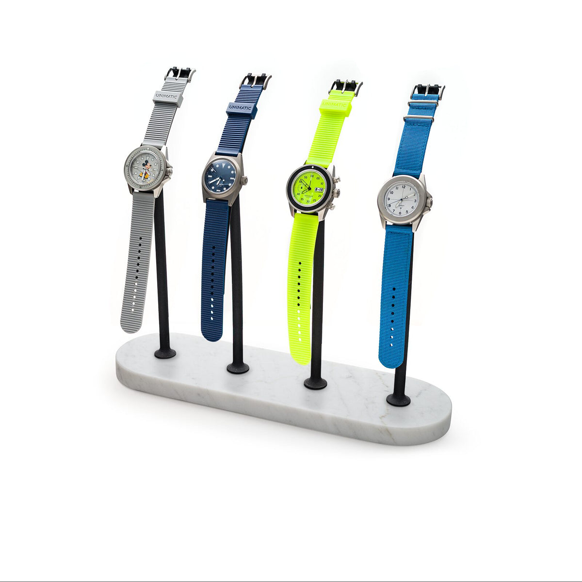 Display 4 watches totem ghost display Carrara marble white