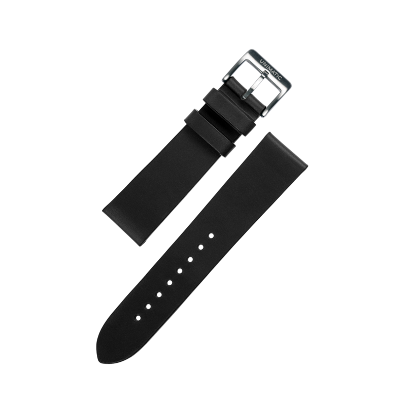 Calf Leather 2pcs Steel Strap - Black